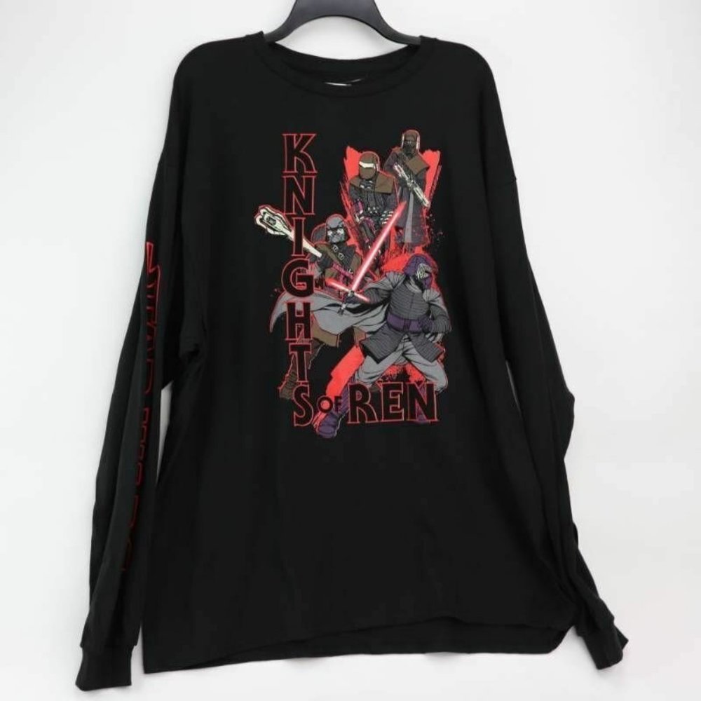 Knights Of Ren Mens Star Wars Graphic T-Shirt Black Red Long Sleeve Tee L New